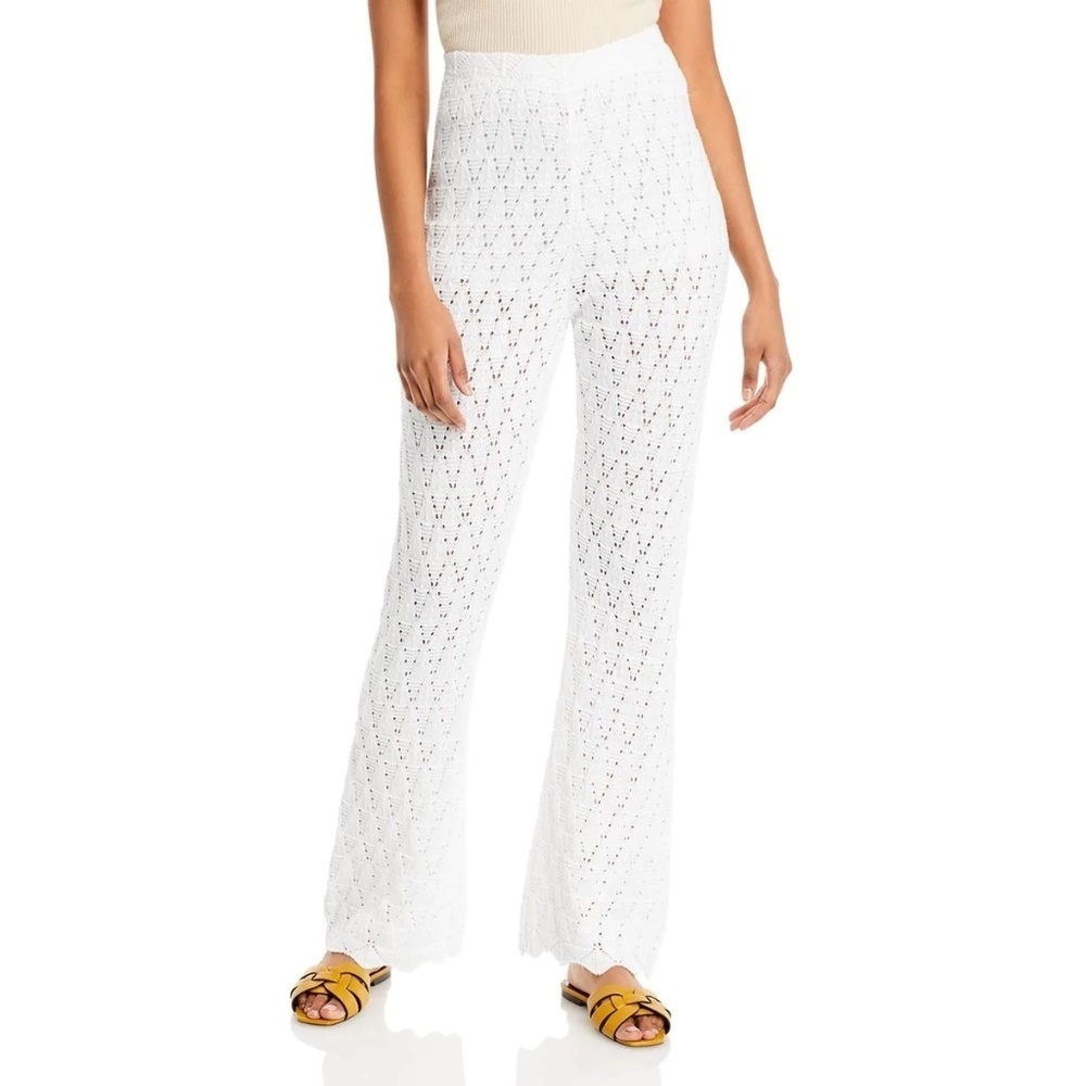 WAYF Womens High Rise Open Stitch Straight Leg Pants